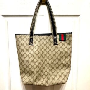 Vinyl Beige Tote with Black and brown Accents